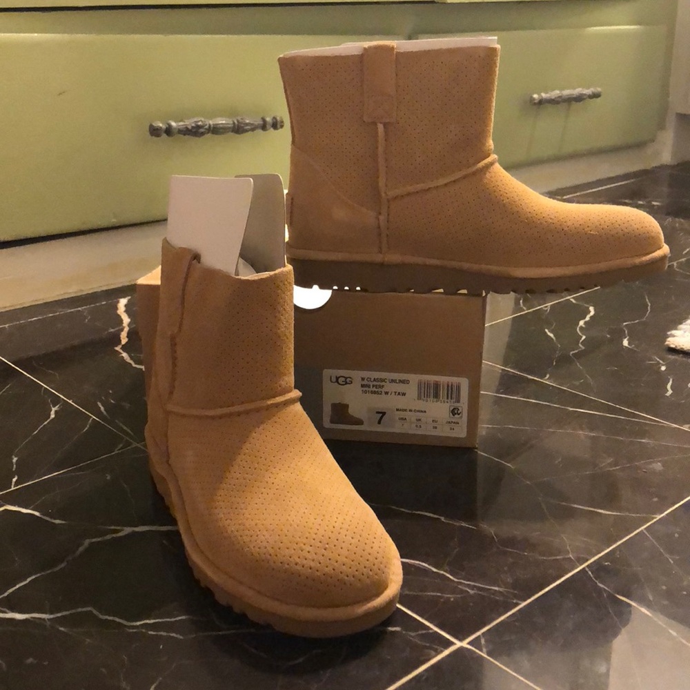 UGG Classic Unlined Mini Perforated Leather Boot